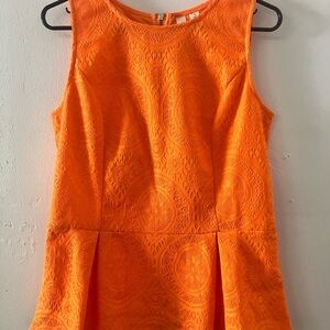 Tacera Women's Orange Lace Blouse